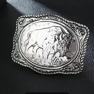 COPY - Beautiful New silver Buffalo Bison rope detailed belt buckle